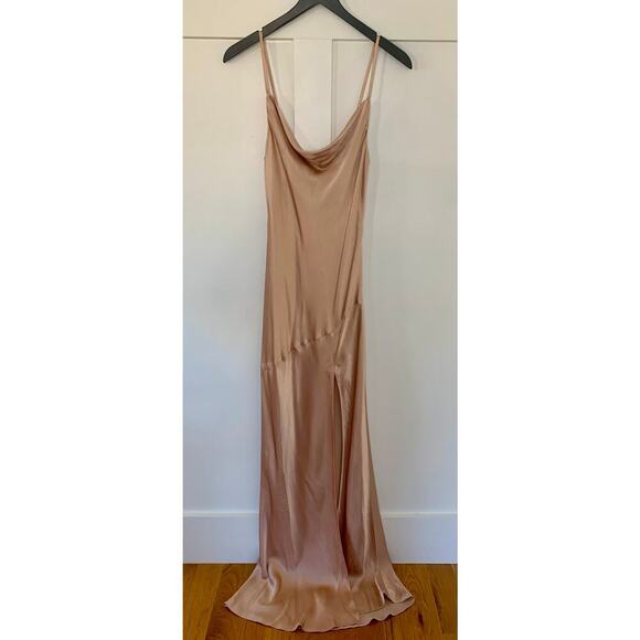 Shona Joy La Lune Bias Maxi Dress in Desert Rose Size 4 Cowl Neck Front Split - Picture 2 of 9